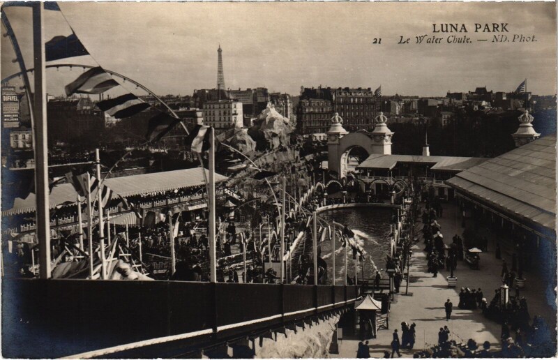 Carte postale ancienne Luna Park - Le Water Chute à Paris 17e