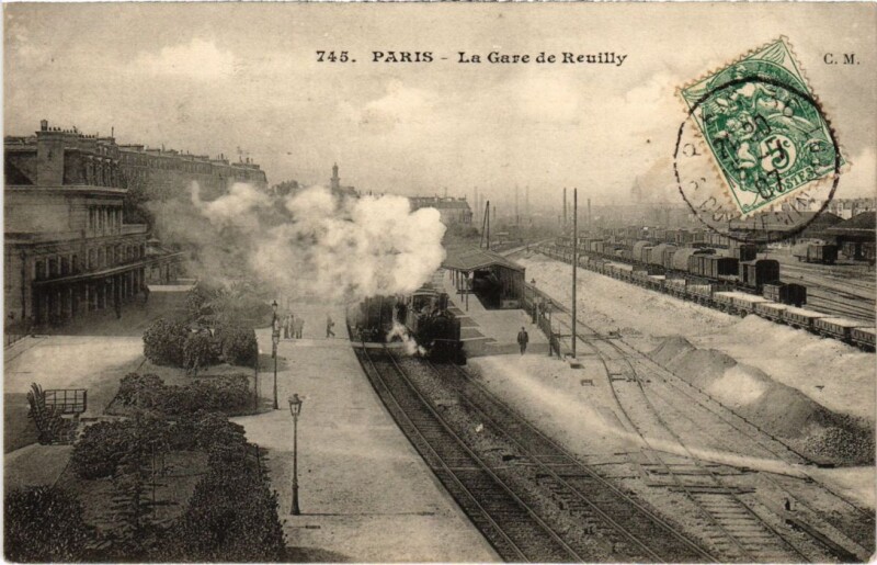 Carte postale ancienne Paris 12e Gare de Reuilly Locomotive à Paris 12e