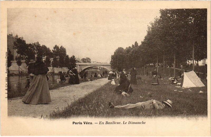Carte postale ancienne Paris Vecu. en Banlieu Le Dimanche