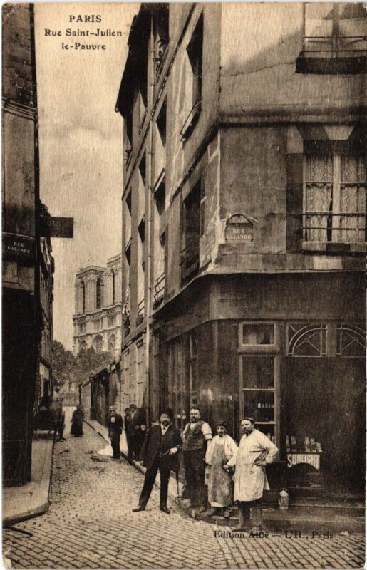 Carte postale ancienne Paris 5e rue Saint-Julien-le-Pauvre à Paris 5e