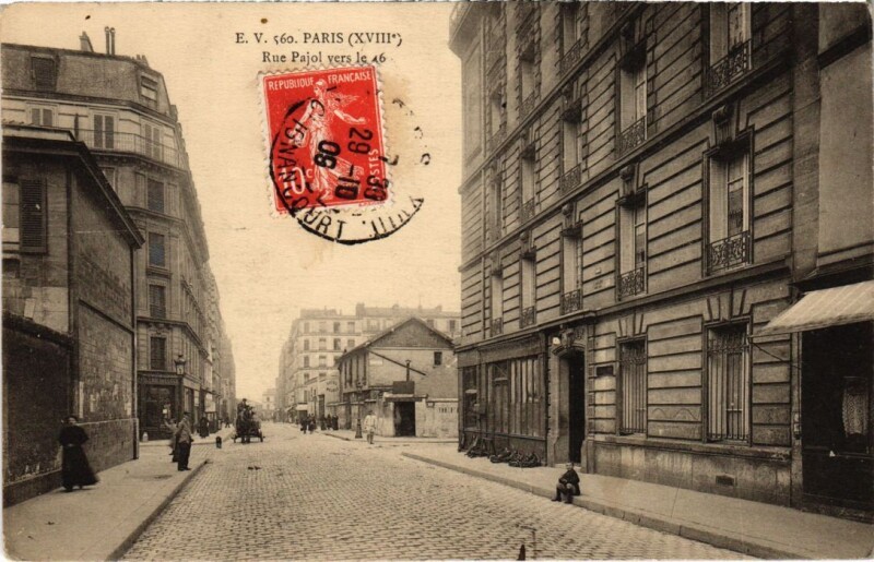 Carte postale ancienne Rue Pajol vers le 46 à Paris 18e