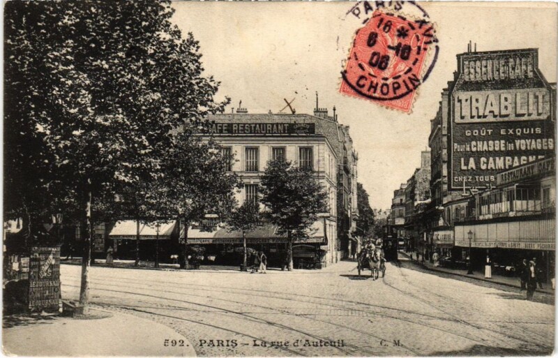 Carte postale ancienne La rue d'Auteuil à Paris 16e