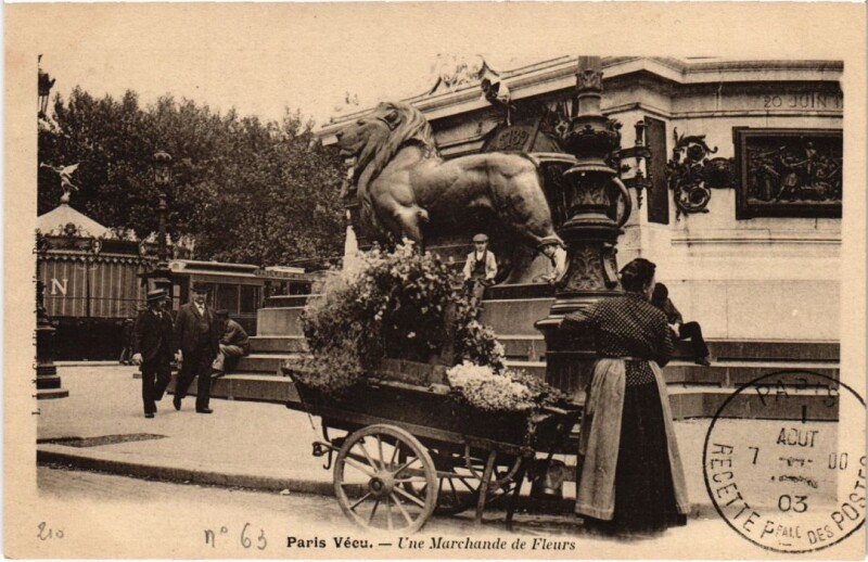 Carte postale ancienne Paris Vecu. Une Marchande de Fleurs à Paris