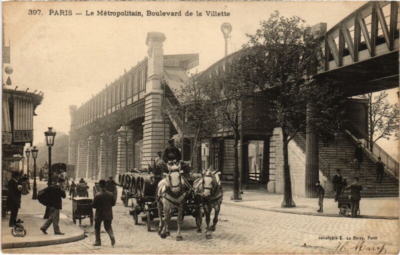 Carte postale ancienne Le Métropolitain Boulevard de la Villette à Paris 19e