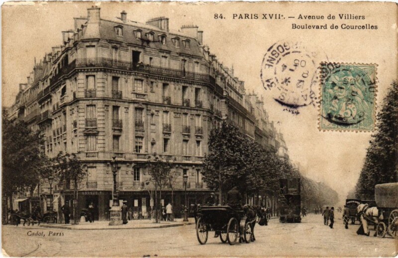 Carte postale ancienne Avenue de Villiers - Boulevard de Courcelles à Paris 17e