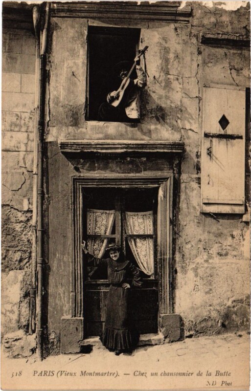 Carte postale ancienne Vieux Montmartre - Chez un Chansonnier de la Butte à Paris 18e