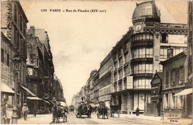 Carte postale ancienne Rue de Flandre à Paris 19e