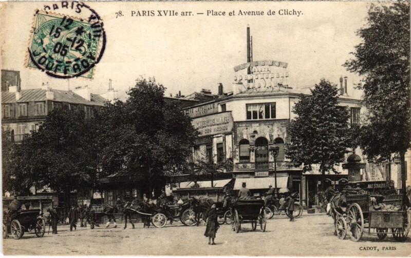 Carte postale ancienne Place et Avenue de Clichy à Paris 18e