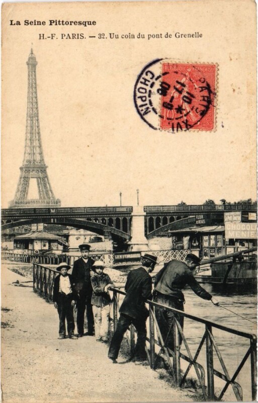 Carte postale ancienne Un coin du Pont de Grenelle à Paris 16e