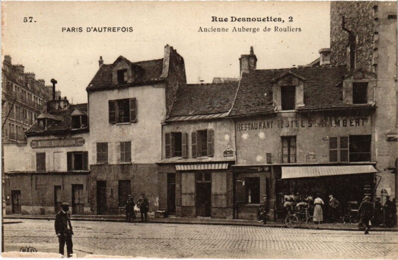 Carte postale ancienne Rue Desnouettes - Ancienne Auberge de Rouliers à Paris 15e