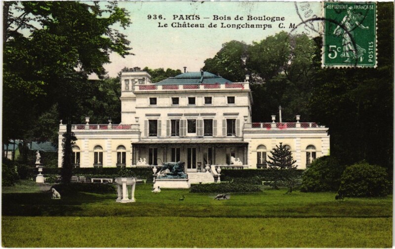 Carte postale ancienne Bois de Boulogne - Le Château de Longchamps à Paris 16e