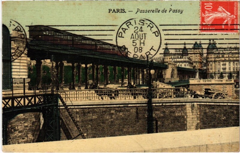 Carte postale ancienne Passerelle de Passy à Paris 15e