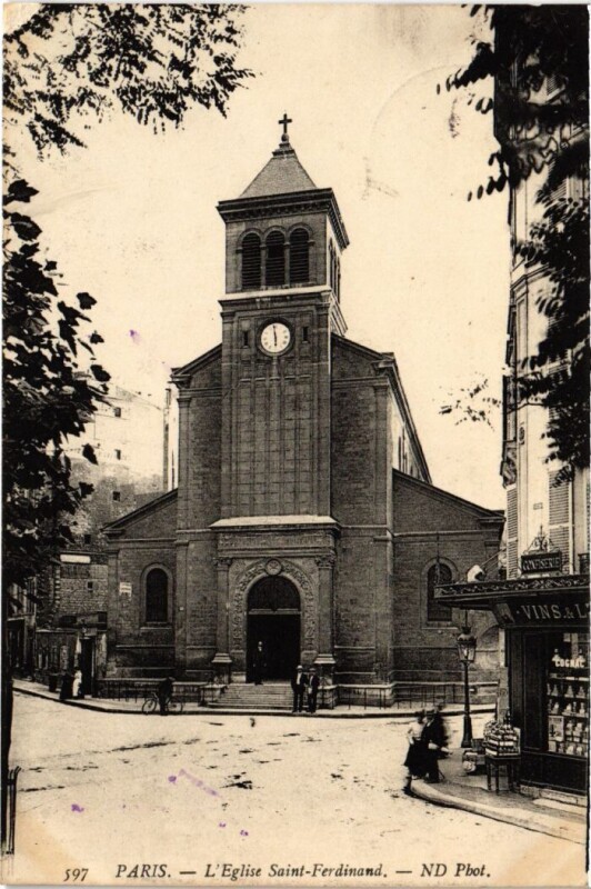 Carte postale ancienne L'Eglise Saint-Ferdinand à Paris 17e