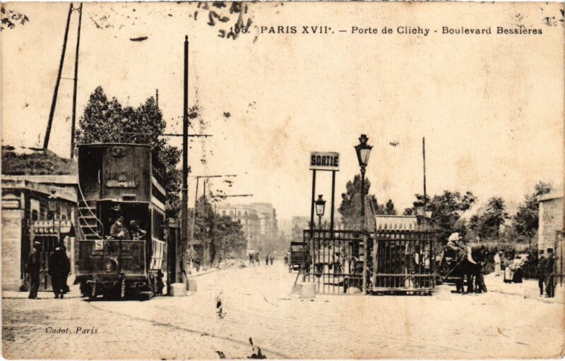 Carte postale ancienne Porte de Clichy - Boulevard Bessières à Paris 17e