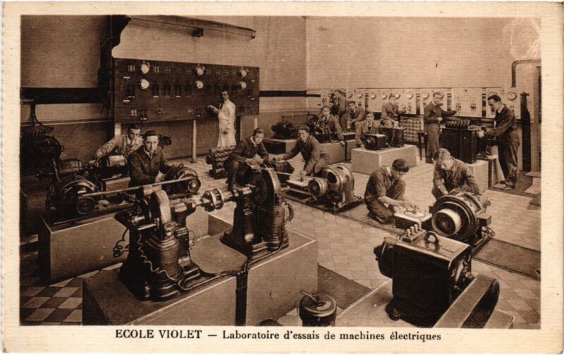 Carte postale ancienne Ecole Violet - Laboratoire d'Essais de Machines Electriques à Paris 15e
