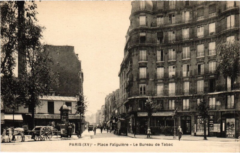 Carte postale ancienne Place Falguière - Le Bureau de Tabac à Paris 15e