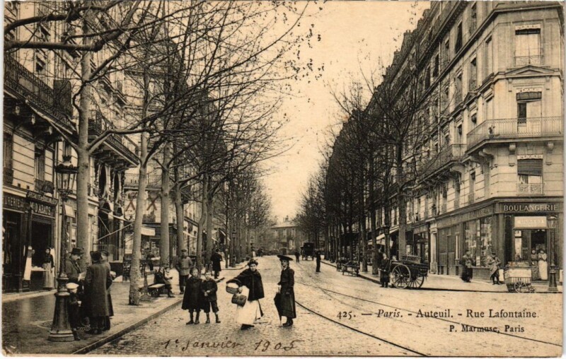 Carte postale ancienne Auteuil - Rue Lafontaine à Paris 16e