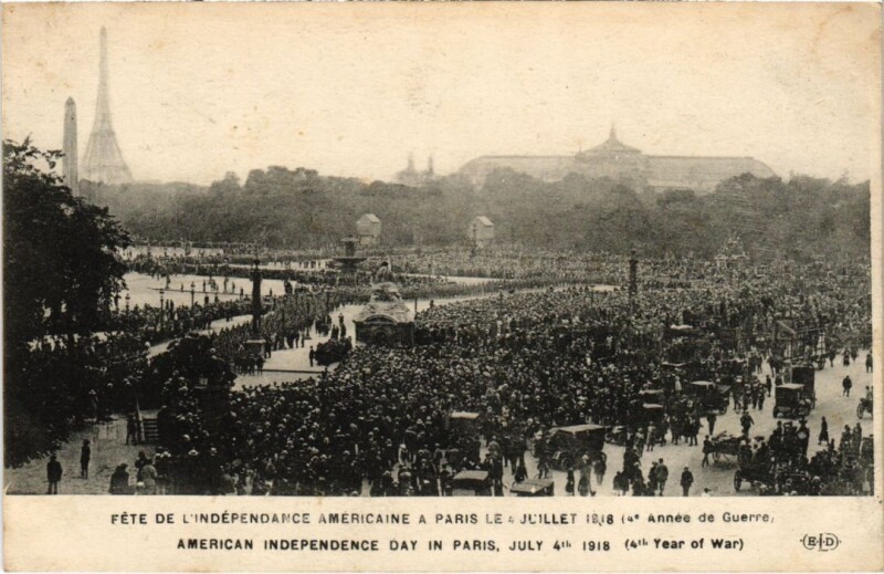 Carte postale ancienne Fête de l'indépendance Américaine à Paris le 4 Juillet 1918 à Paris 1er