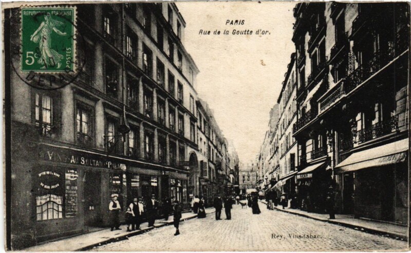 Carte postale ancienne Rue de la Goutte d'Or à Paris 18e