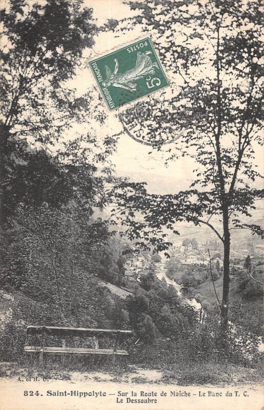 Carte postale ancienne Saint Hippolyte Sur La Route De Maiche Le Banc Du T.c.le Dessoubre à Saint-Hippolyte