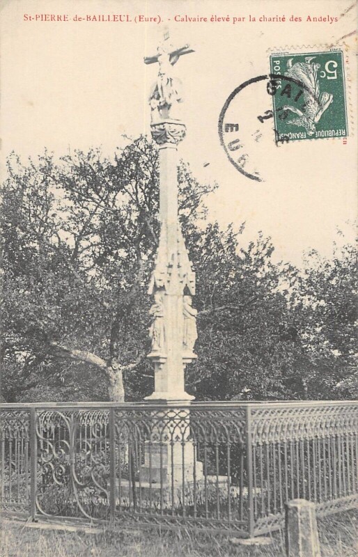 Carte postale ancienne Saint Pierre De Bailleul Calvaire Eleve Par La Charite Des Andelys à Saint-Pierre-de-Bailleul