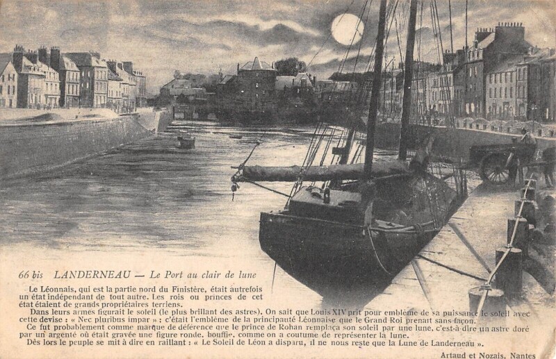 Carte postale ancienne Landerneau Le Port Au Clair De Lune à Landerneau