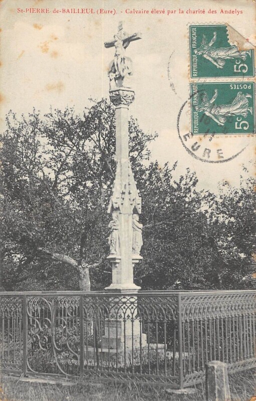 Carte postale ancienne Saint Pierre De Bailleul Calvaire Eleve Par La Charite Des Andelys à Saint-Pierre-de-Bailleul