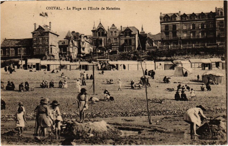 Carte postale ancienne Onival La Plage et l'Ecole de Natation
