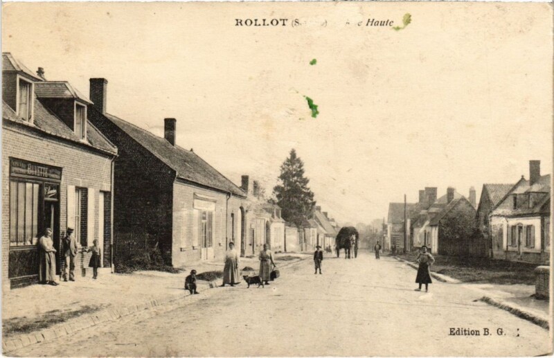 Carte postale ancienne Rollot Rue - Street Scene à Rollot