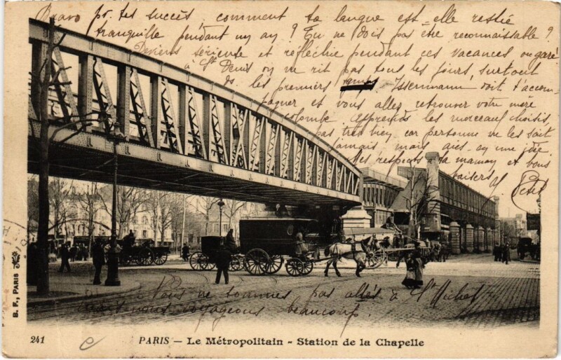 Carte postale ancienne Le Métropolitain - Station de la Chapelle à Paris 10e