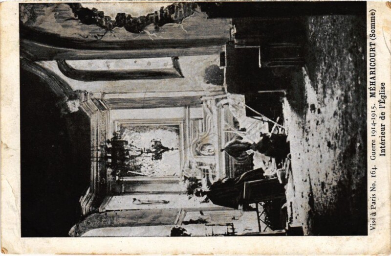 Carte postale ancienne Meharicourt Interieur de l'Eglise - Ruines