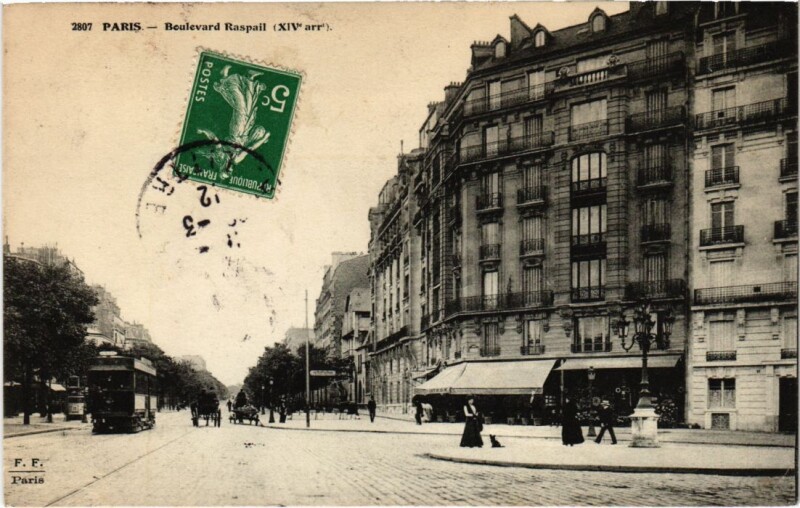 Carte postale ancienne Boulevard Raspail à Paris 14e
