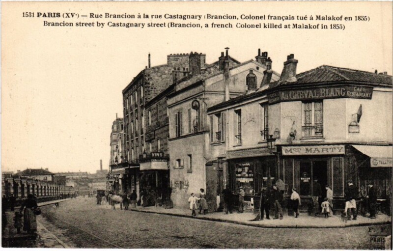 Carte postale ancienne Rue Brancion à la rue Castagnary à Paris 15e