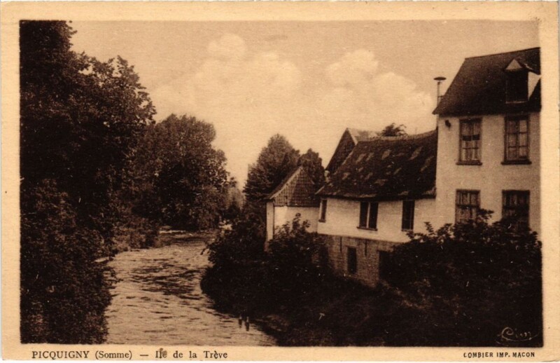 Carte postale ancienne Picquigny Ile de la Treve à Picquigny