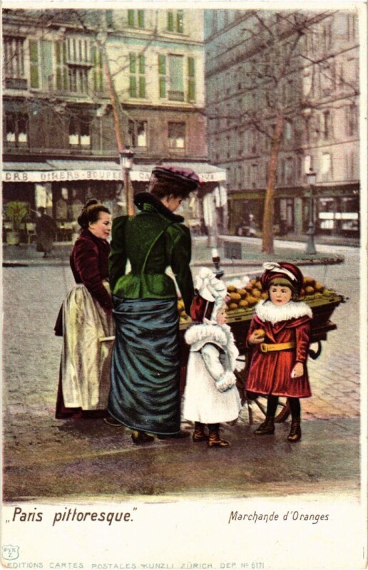 Carte postale ancienne Paris Petits Metiers la marchande d'Oranges