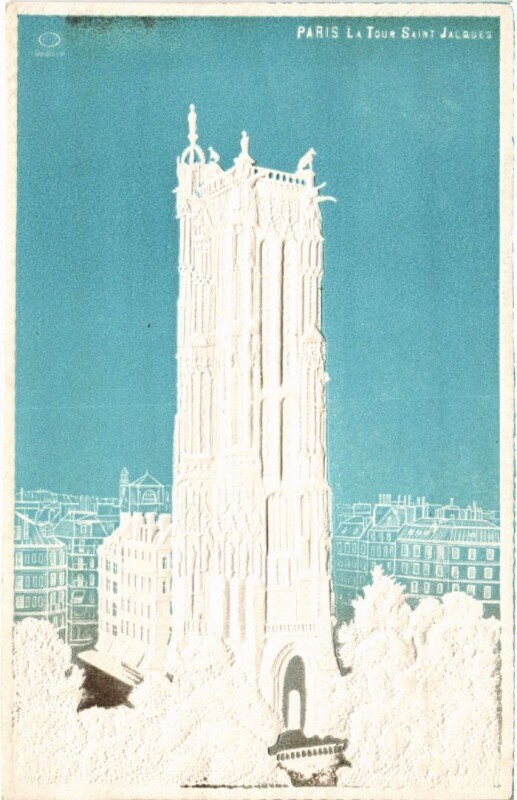 Carte postale ancienne Paris Tour Saint-Jacques Embossed