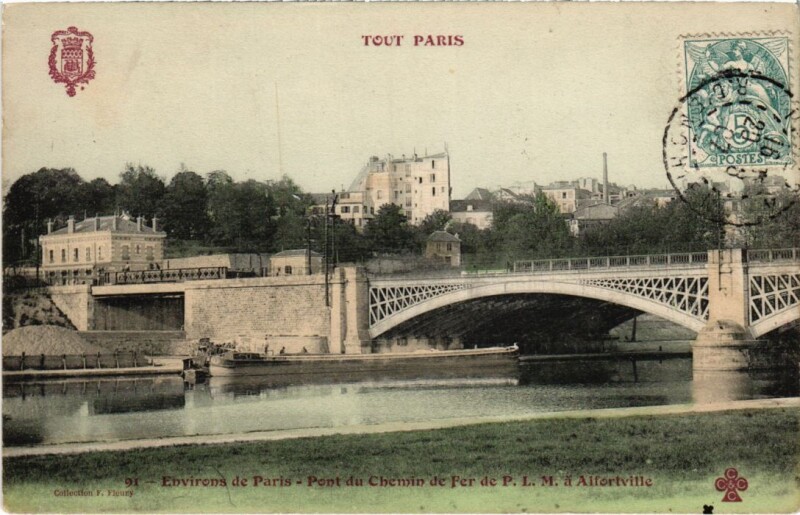 Carte postale ancienne Tout Paris 91 12e Pont du Chemin de fer de P.L.M. Alfortville