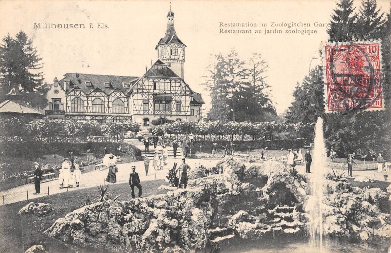 Carte postale ancienne Mulhouse Restaurant Au Jardin Zoologique à Mulhouse