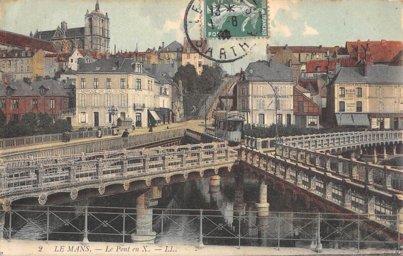 Carte postale ancienne Le Mans Le Pont En X au Mans