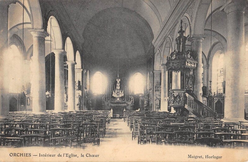 Carte postale ancienne Orchies Interieur Eglise Le Choeur à Orchies
