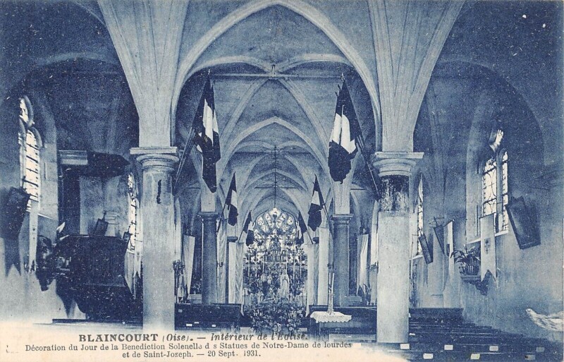 Carte postale ancienne Blaincourt Interieur Eglise