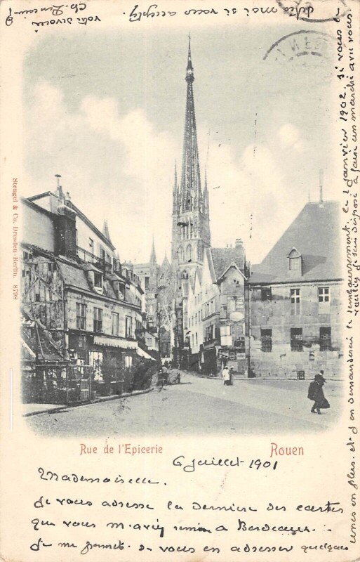 Carte postale ancienne Rouen Rue De L'Epicerie à Rouen