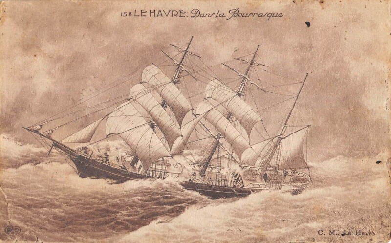 Carte postale ancienne Le Havre Dans La Bourrasque au Havre