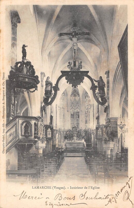 Carte postale ancienne Lamarche Interieur De L'Eglise à Lamarche