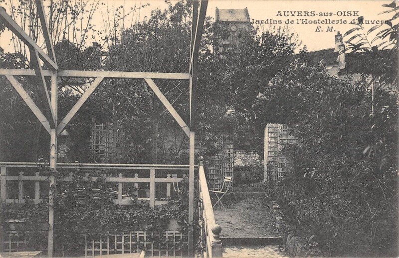 Carte postale ancienne Auvers Sur Oise Jardins De L'Hostellerie D'Auvers à Auvers-sur-Oise