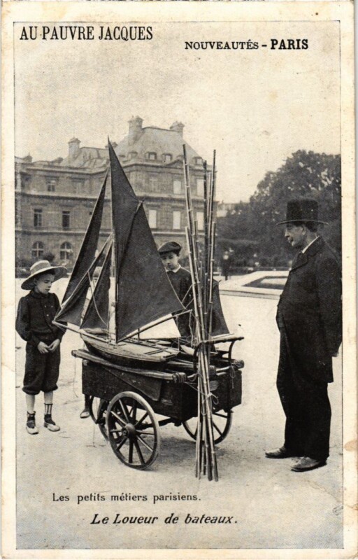 Carte postale ancienne Les petits métiers parisiens - Le Loueur de bateaux à Paris 6e