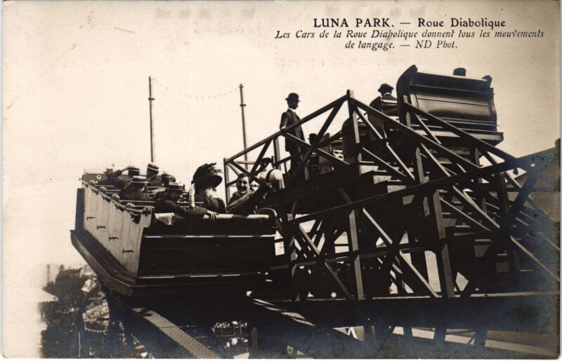 Carte postale ancienne Luna Park - Roue Diabolique à Paris 17e