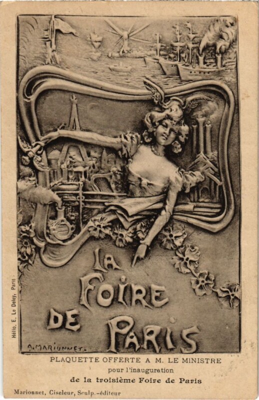 Carte postale ancienne Plaquette offerte à Monsieur le Ministre pour l'inauguration de la troisième Foire de Paris à Paris 8e