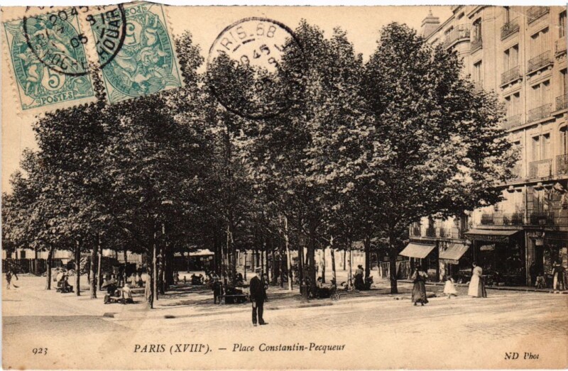 Carte postale ancienne Place Constantin-Pecqueur à Paris 18e