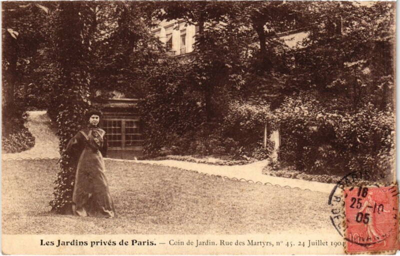 Carte postale ancienne Coin de Jardin - Rue des Martyrs, n°45 à Paris 9e